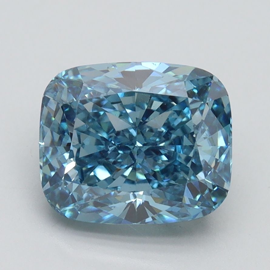 Loose Diamond - CUSHION MODIFIED 2.5ct Fancy Intense Blue VS1: Loose Diamond - CUSHION MODIFIED 2.5ct Fancy Intense Blue VS1 Source: This is a real non-mined Diamond that has been grown in a lab Shape: CUSHION MODIFIED Carats: 2.5 Color: Fancy Intense Blue Certif