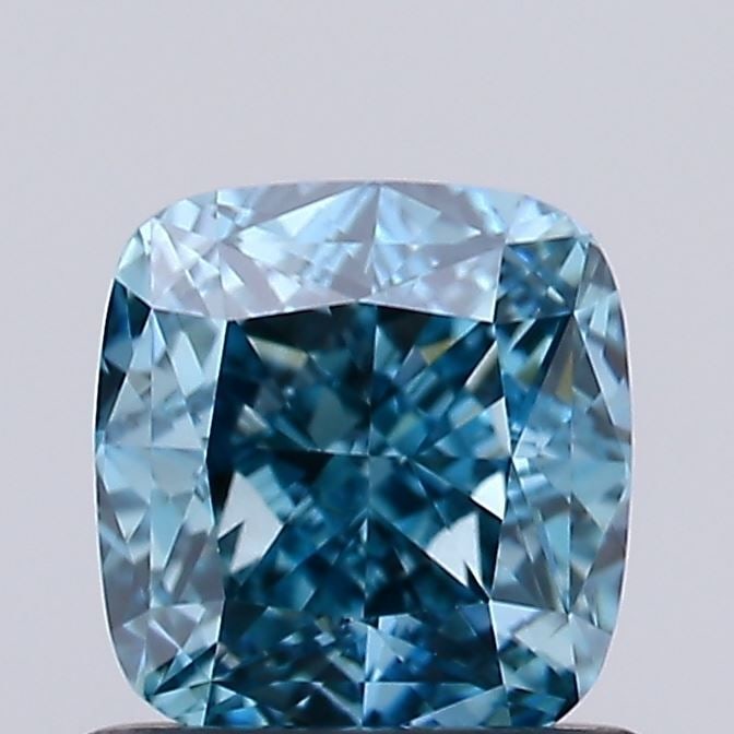 Loose Diamond - CUSHION MODIFIED 0.98ct Fancy Vivid Greenish Blue VVS2: Loose Diamond - CUSHION MODIFIED 0.98ct Fancy Vivid Greenish Blue VVS2 Source: This is a real non-mined Diamond that has been grown in a lab Shape: CUSHION MODIFIED Carats: 0.98 Color: Fancy Vivid Gre