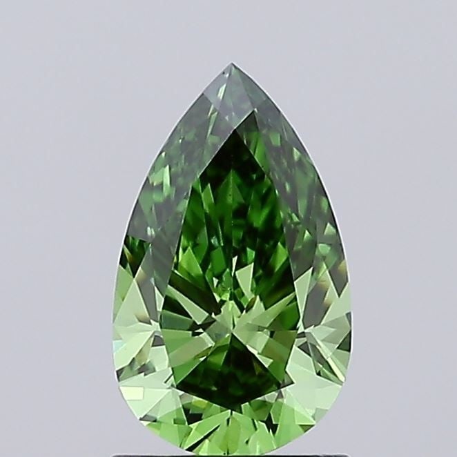Loose Diamond - PEAR 1.03ct Fancy Vivid Green VS1: Loose Diamond - PEAR 1.03ct Fancy Vivid Green VS1 Source: This is a real non-mined Diamond that has been grown in a lab Shape: PEAR Carats: 1.03 Color: Fancy Vivid Green Certification: IGI Video: