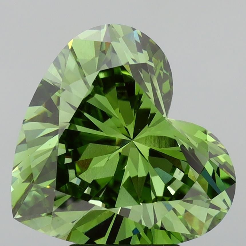 Loose Diamond - HEART 4.03ct Fancy Vivid Green VS1: Loose Diamond - HEART 4.03ct Fancy Vivid Green VS1 Source: This is a real non-mined Diamond that has been grown in a lab Shape: HEART Carats: 4.03 Color: Fancy Vivid Green Certification: IGI Video: