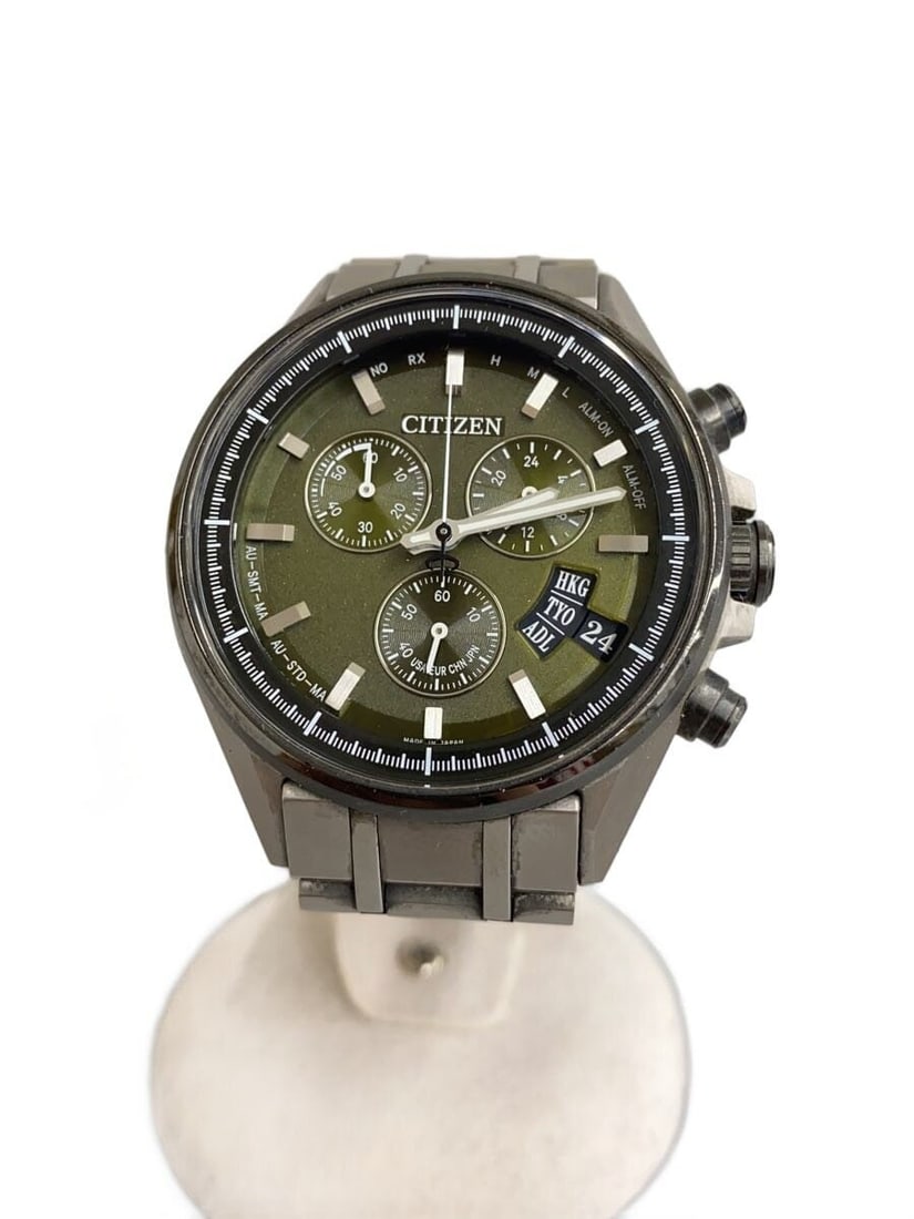 Citizen Attesa Eco Drive Direct Flight Stainless Steel Khaki Wristwatch: Citizen Attesa Eco Drive Direct Flight Stainless Steel Khaki Wristwatch This CITIZEN ATTESA Direct Flight Eco-Drive h610-t024572 men's wristwatch features a khaki stainless steel case and band. Design