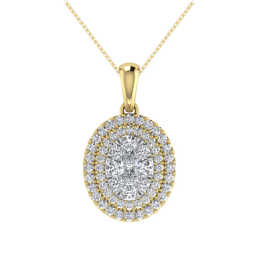 Diamond 3/4 Ct.Tw. Fashion Pendant in 14K Yellow Gold: Diamond 3/4 Ct.Tw. Fashion Pendant in 14K Yellow Gold 14k Yellow Gold Stone Color: G-h Stone Clarity: I1 Unless otherwise specified, pendants that include a chain are paired with our standard 18-inch 
