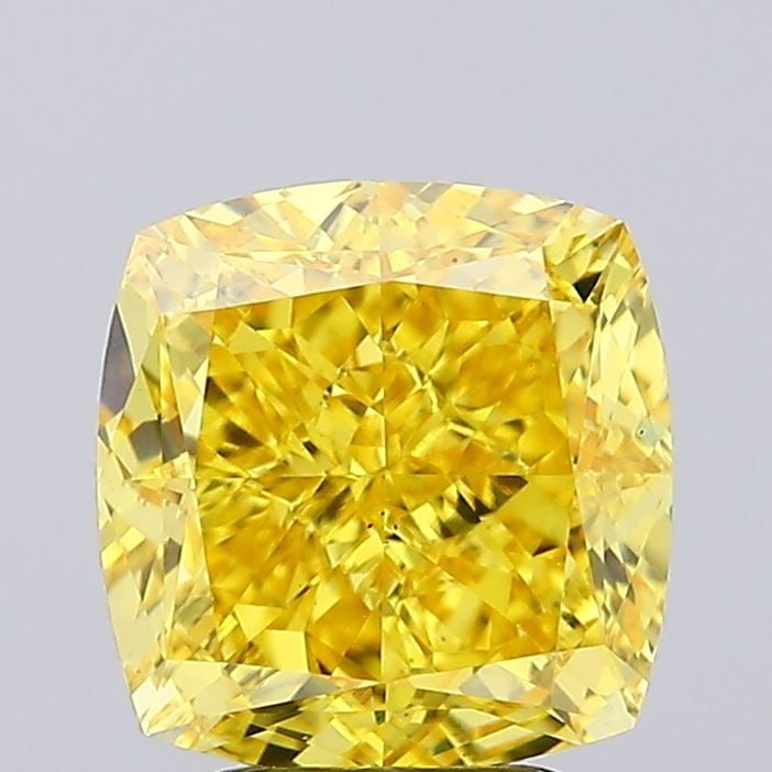 Loose Diamond - CUSHION MODIFIED 4.07ct Fancy Vivid Yellow VS1: Loose Diamond - CUSHION MODIFIED 4.07ct Fancy Vivid Yellow VS1 Source: This is a real non-mined Diamond that has been grown in a lab Shape: CUSHION MODIFIED Carats: 4.07 Color: Fancy Vivid Yellow Cert