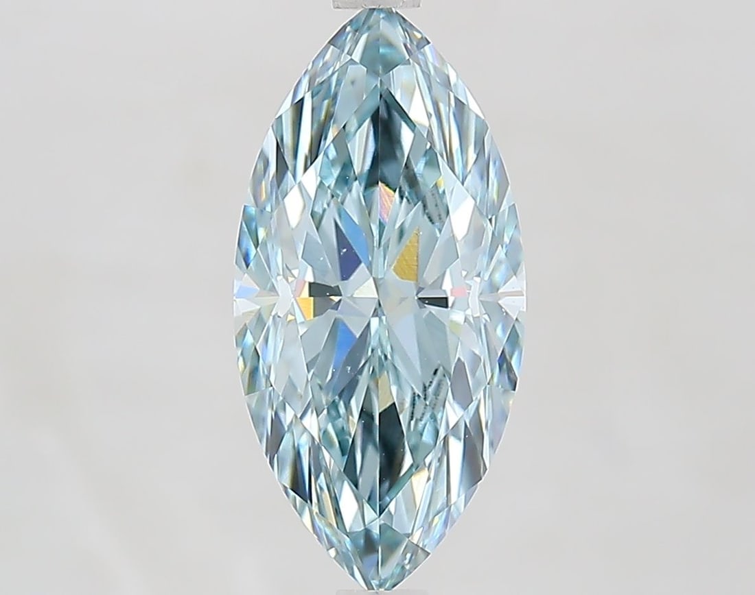 Loose Diamond - MARQUISE 2.56ct Fancy Greenish Blue VS1: Loose Diamond - MARQUISE 2.56ct Fancy Greenish Blue VS1 Source: This is a real non-mined Diamond that has been grown in a lab Shape: MARQUISE Carats: 2.56 Color: Fancy Greenish Blue Certification: IGI