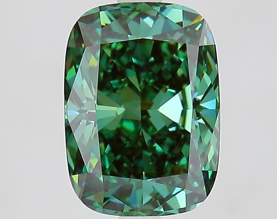 Loose Diamond - CUSHION MODIFIED 3.09ct Fancy Vivid Green VS1: Loose Diamond - CUSHION MODIFIED 3.09ct Fancy Vivid Green VS1 Source: This is a real non-mined Diamond that has been grown in a lab Shape: CUSHION MODIFIED Carats: 3.09 Color: Fancy Vivid Green Certif