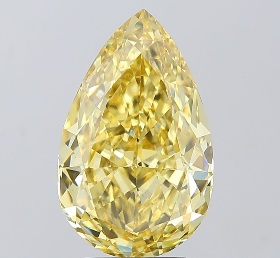 Loose Diamond - PEAR 5.06ct Fancy Intense Yellow VS1: Loose Diamond - PEAR 5.06ct Fancy Intense Yellow VS1 Source: This is a real non-mined Diamond that has been grown in a lab Shape: PEAR Carats: 5.06 Color: Fancy Intense Yellow Certification: IGI Video