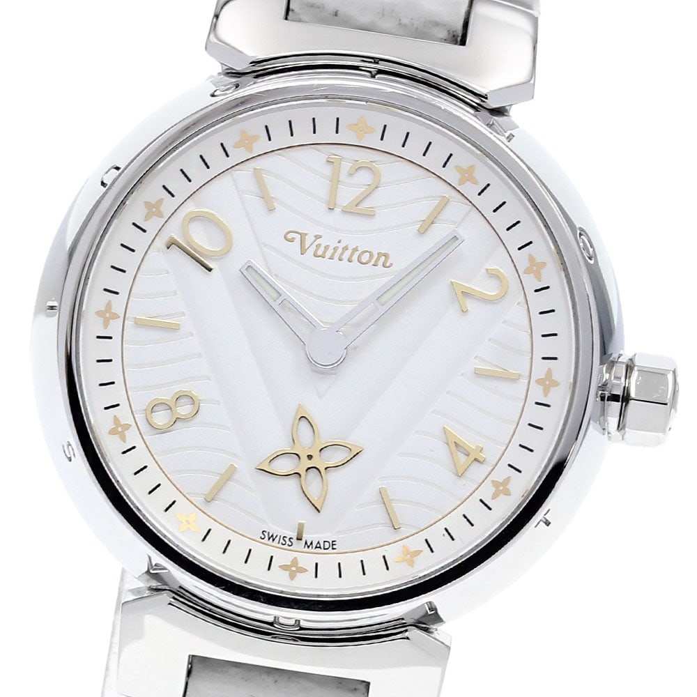 Louis Vuitton Tambour New Wave Quartz Ladies Wristwatch: Louis Vuitton Tambour New Wave Quartz Ladies Wristwatch This Louis Vuitton QA091 Tambour New Wave Small Seconds quartz watch is a sophisticated wristwatch designed for women. Crafted in Switzerland, i