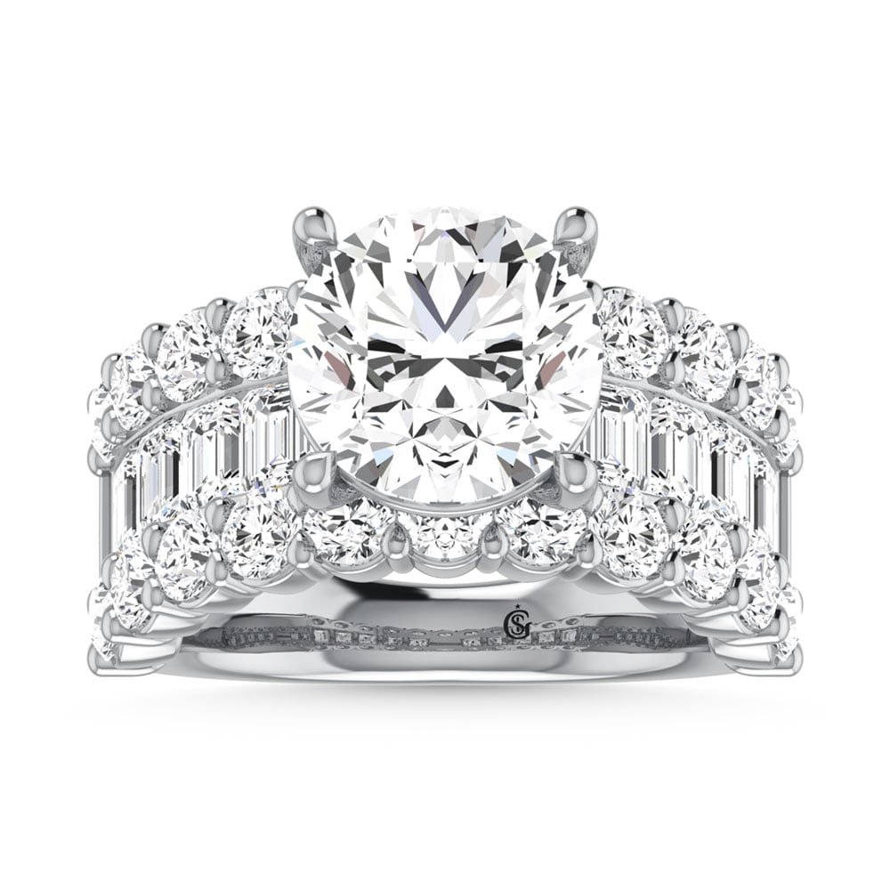 14K White Gold Lab Grown Diamond 8 1/5 Ct.Tw. Round and Emerald Band (1 of 4)