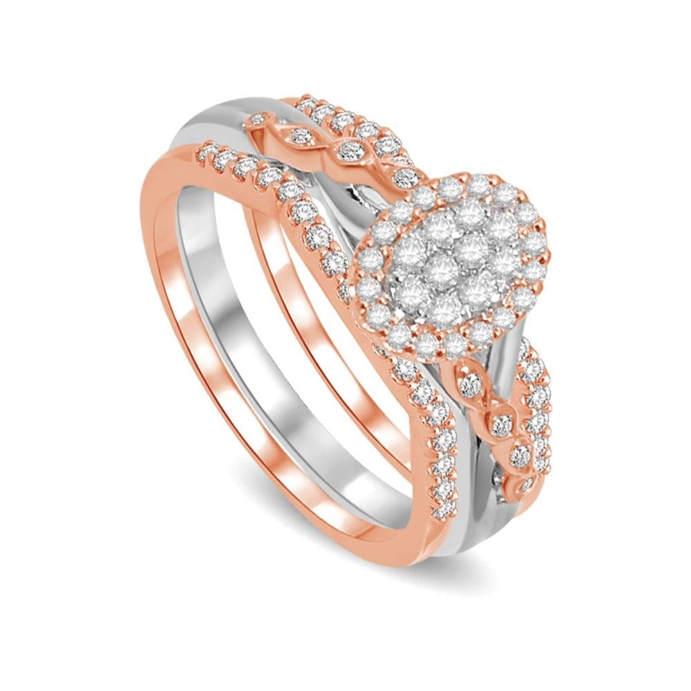 14K Two Tone Gold 1/4 Ct.Tw. Diamond Engagement Ring: 14K Two Tone Gold 1/4 Ct.Tw. Diamond Engagement Ring Remind her shes the light of your life with this dazzling diamond engagement ring. Crafted in 14K Yellow & Rose Gold, this shimmering style feature
