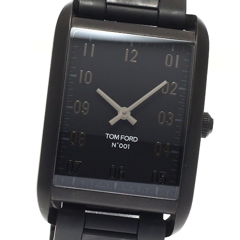 Tom Ford N.001 Quartz Men's Wristwatch Black DLC Case: Tom Ford N.001 Quartz Men's Wristwatch Black DLC Case This TOM FORD N.001 men's wristwatch features a black DLC-coated stainless steel case and a matching stainless steel bracelet. The watch is powere