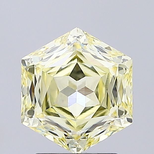 Loose Diamond - HEXAGONAL 2.01ct Fancy Light Yellow VS1: Loose Diamond - HEXAGONAL 2.01ct Fancy Light Yellow VS1 Source: This is a real non-mined Diamond that has been grown in a lab Shape: HEXAGONAL Carats: 2.01 Color: Fancy Light Yellow Certification: IGI