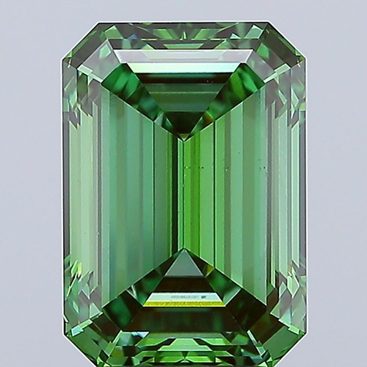 Loose Diamond - EMERALD 5.09ct Fancy Vivid Green VS1: Loose Diamond - EMERALD 5.09ct Fancy Vivid Green VS1 Source: This is a real non-mined Diamond that has been grown in a lab Shape: EMERALD Carats: 5.09 Color: Fancy Vivid Green Certification: IGI Video
