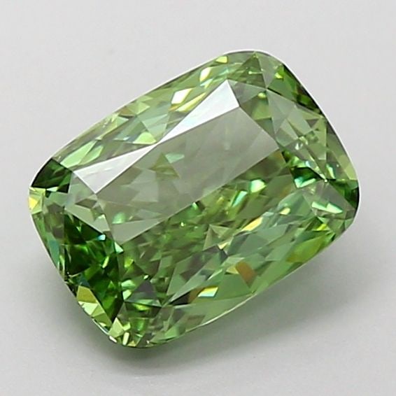 Loose Diamond - CUSHION MODIFIED 1.51ct Fancy Vivid Green VS1: Loose Diamond - CUSHION MODIFIED 1.51ct Fancy Vivid Green VS1 Source: This is a real non-mined Diamond that has been grown in a lab Shape: CUSHION MODIFIED Carats: 1.51 Color: Fancy Vivid Green Certif