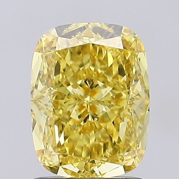 Loose Diamond - CUSHION MODIFIED 1.51ct Fancy Vivid Yellow VVS2: Loose Diamond - CUSHION MODIFIED 1.51ct Fancy Vivid Yellow VVS2 Source: This is a real non-mined Diamond that has been grown in a lab Shape: CUSHION MODIFIED Carats: 1.51 Color: Fancy Vivid Yellow Cer