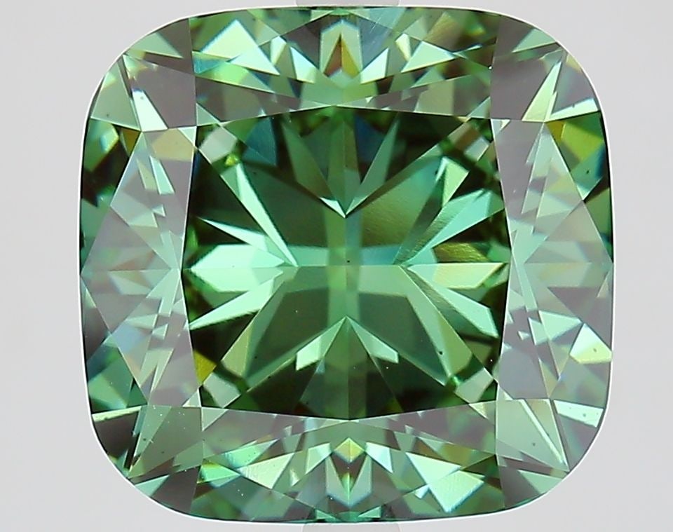 Loose Diamond - CUSHION MODIFIED 7.07ct Fancy Vivid Green VS2: Loose Diamond - CUSHION MODIFIED 7.07ct Fancy Vivid Green VS2 Source: This is a real non-mined Diamond that has been grown in a lab Shape: CUSHION MODIFIED Carats: 7.07 Color: Fancy Vivid Green Certif