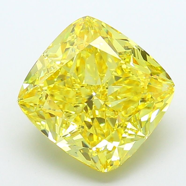 Loose Diamond - CUSHION MODIFIED 9.07ct Fancy Vivid Yellow VS1: Loose Diamond - CUSHION MODIFIED 9.07ct Fancy Vivid Yellow VS1 Source: This is a real non-mined Diamond that has been grown in a lab Shape: CUSHION MODIFIED Carats: 9.07 Color: Fancy Vivid Yellow Cert