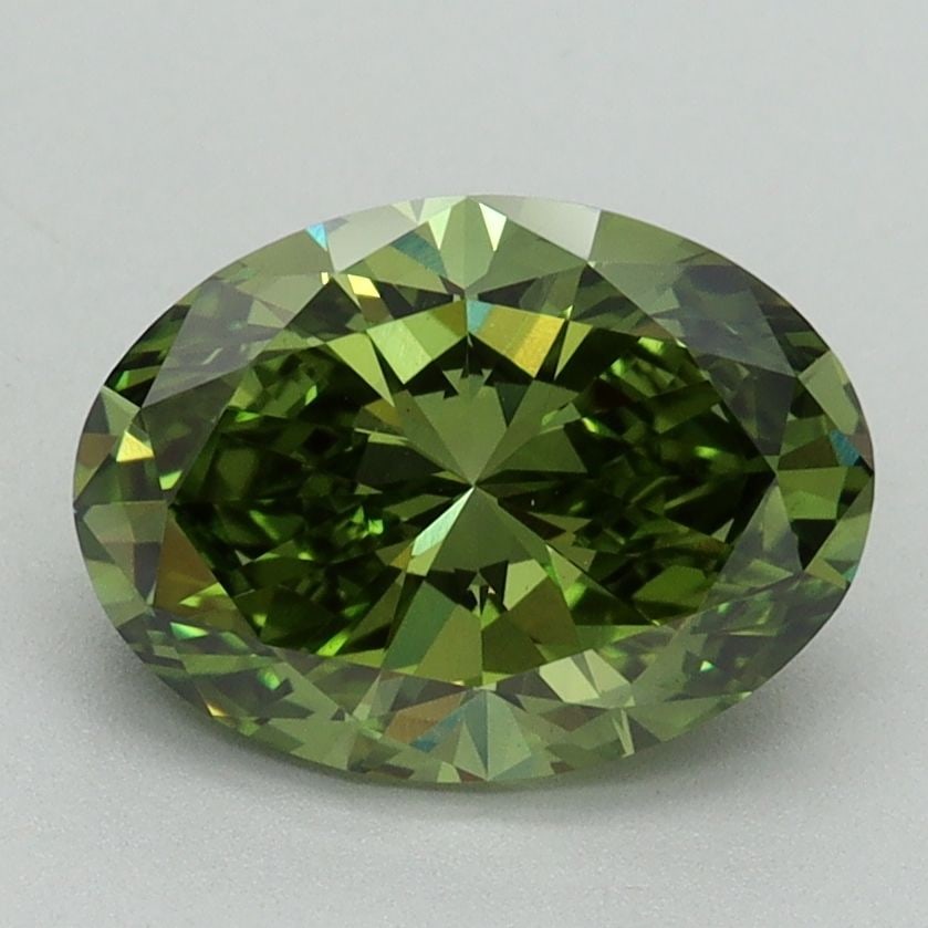 Loose Diamond - OVAL 2.0ct Fancy Vivid Green VS1: Loose Diamond - OVAL 2.0ct Fancy Vivid Green VS1 Source: This is a real non-mined Diamond that has been grown in a lab Shape: OVAL Carats: 2.0 Color: Fancy Vivid Green Certification: IGI Video: