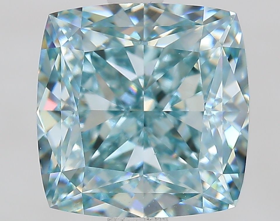 Loose Diamond - CUSHION MODIFIED 3.08ct Fancy Blueish Green VS1: Loose Diamond - CUSHION MODIFIED 3.08ct Fancy Blueish Green VS1 Source: This is a real non-mined Diamond that has been grown in a lab Shape: CUSHION MODIFIED Carats: 3.08 Color: Fancy Blueish Green Ce