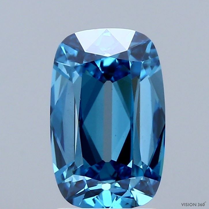 Loose Diamond - CUSHION BRILLIANT 2.02ct Fancy Vivid Blue VS1: Loose Diamond - CUSHION BRILLIANT 2.02ct Fancy Vivid Blue VS1 Source: This is a real non-mined Diamond that has been grown in a lab Shape: CUSHION BRILLIANT Carats: 2.02 Color: Fancy Vivid Blue Certif