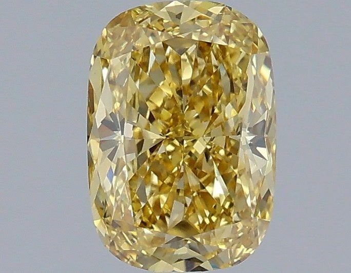 Loose Diamond - CUSHION MODIFIED 1.11ct Fancy Intense Yellow VS1: Loose Diamond - CUSHION MODIFIED 1.11ct Fancy Intense Yellow VS1 Source: This is a real non-mined Diamond that has been grown in a lab Shape: CUSHION MODIFIED Carats: 1.11 Color: Fancy Intense Yellow 