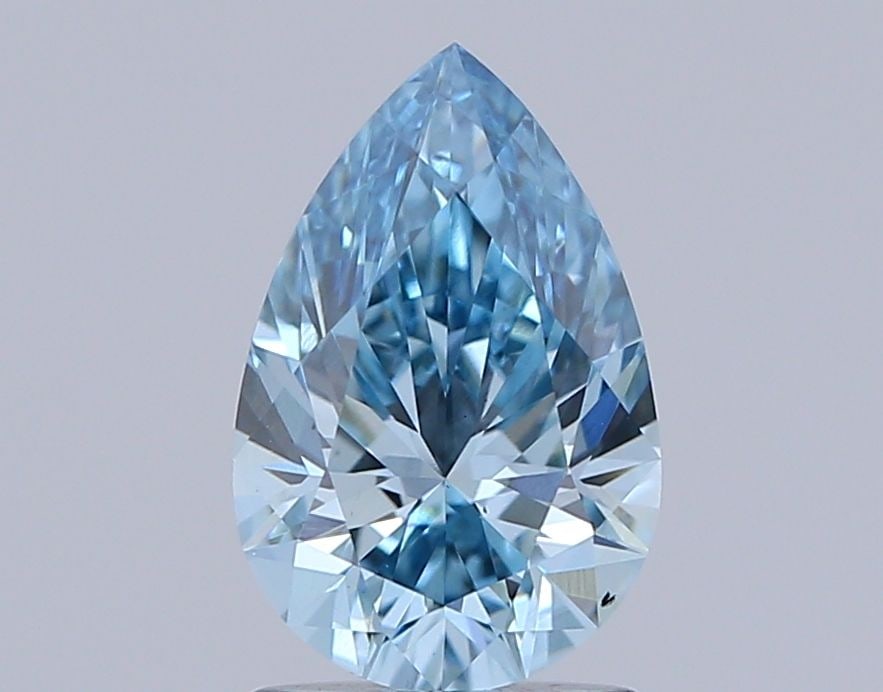 Loose Diamond - PEAR 1.23ct Fancy Vivid Blue VS2: Loose Diamond - PEAR 1.23ct Fancy Vivid Blue VS2 Source: This is a real non-mined Diamond that has been grown in a lab Shape: PEAR Carats: 1.23 Color: Fancy Vivid Blue Certification: NONE Video: