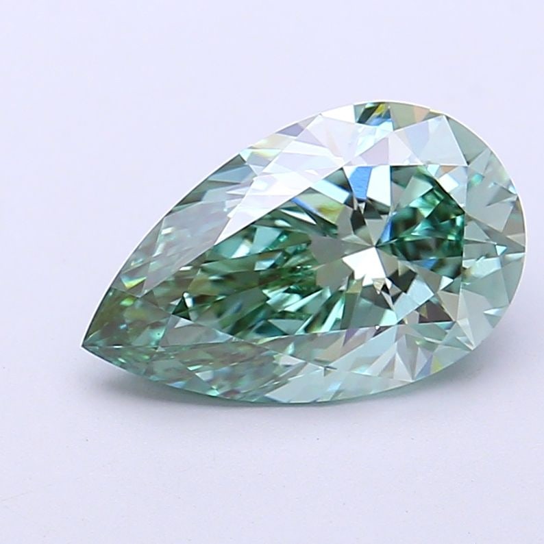 Loose Diamond - PEAR 2.26ct Fancy Vivid Green VVS1: Loose Diamond - PEAR 2.26ct Fancy Vivid Green VVS1 Source: This is a real non-mined Diamond that has been grown in a lab Shape: PEAR Carats: 2.26 Color: Fancy Vivid Green Certification: IGI Video: