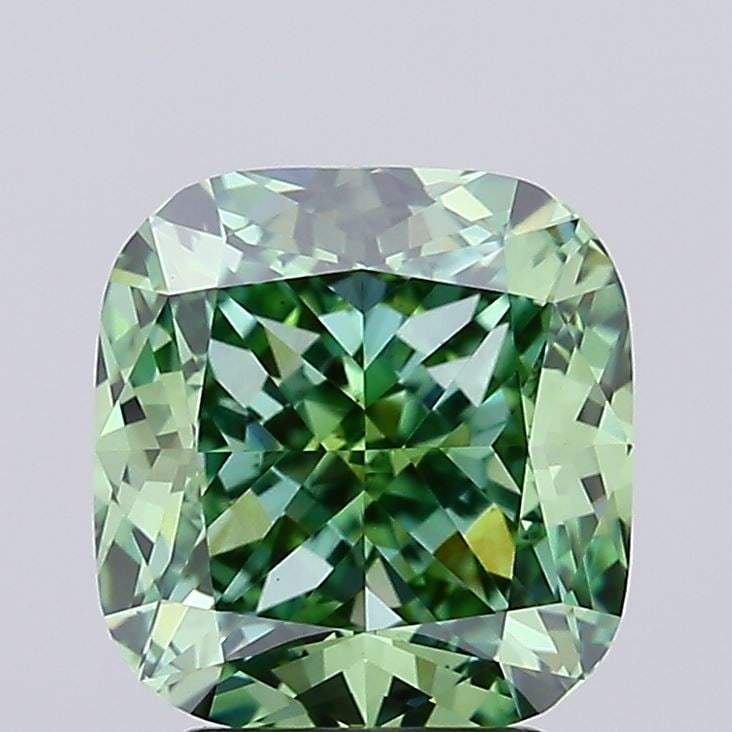 Loose Diamond - CUSHION MODIFIED 3.39ct Fancy Vivid Green VS1: Loose Diamond - CUSHION MODIFIED 3.39ct Fancy Vivid Green VS1 Source: This is a real non-mined Diamond that has been grown in a lab Shape: CUSHION MODIFIED Carats: 3.39 Color: Fancy Vivid Green Certif