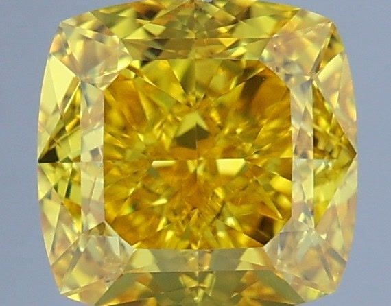 Loose Diamond - CUSHION MODIFIED 1.46ct Fancy Vivid Yellow VVS2: Loose Diamond - CUSHION MODIFIED 1.46ct Fancy Vivid Yellow VVS2 Source: This is a real non-mined Diamond that has been grown in a lab Shape: CUSHION MODIFIED Carats: 1.46 Color: Fancy Vivid Yellow Cer