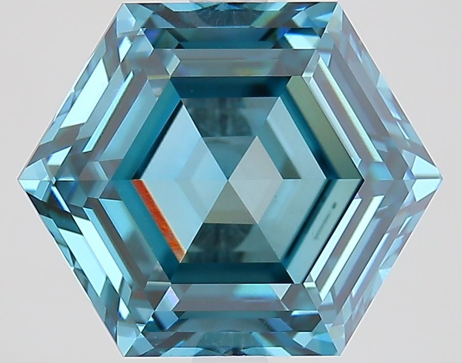 Loose Diamond - HEXAGONAL 4.39ct Fancy Vivid Blue VVS2: Loose Diamond - HEXAGONAL 4.39ct Fancy Vivid Blue VVS2 Source: This is a real non-mined Diamond that has been grown in a lab Shape: HEXAGONAL Carats: 4.39 Color: Fancy Vivid Blue Certification: IGI Vi