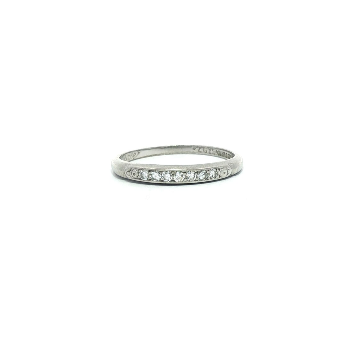 Antique Platinum 7 Stone Diamond Pave Band Ring: Antique Platinum 7 Stone Diamond Pave Band Ring This exquisite antique band ring features seven natural, genuine old single cut diamonds, elegantly pave set to showcase their brilliant white color. Cr