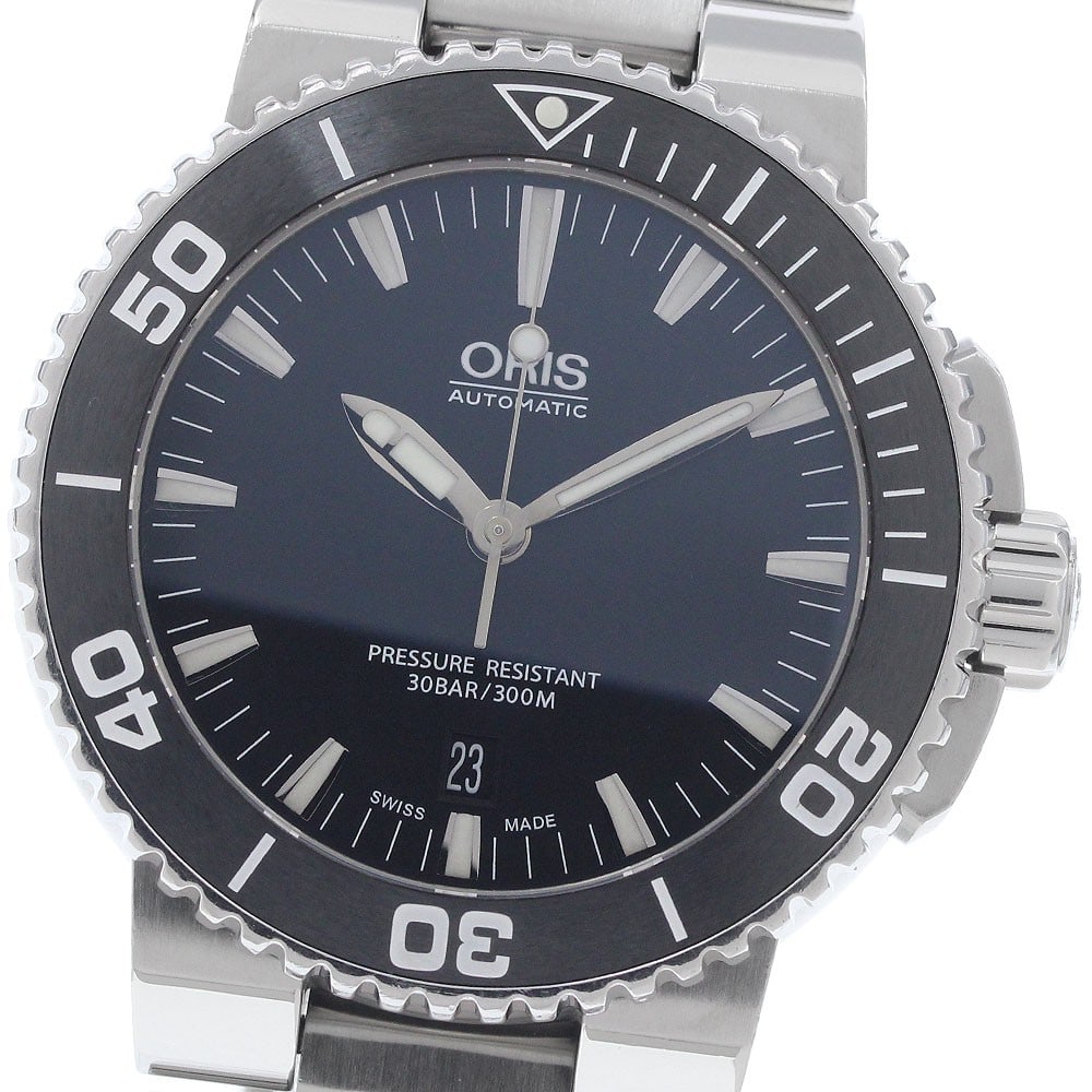 ORIS Aquis Date Men's Swiss Wristwatch 01 733 7653 4154-07 8 26 01PEB: ORIS Aquis Date Men's Swiss Wristwatch 01 733 7653 4154-07 8 26 01PEB This is an ORIS Aquis Date men's wristwatch, model 01 733 7653 4154-07 8 26 01PEB. It is a Swiss-made timepiece, designed specific