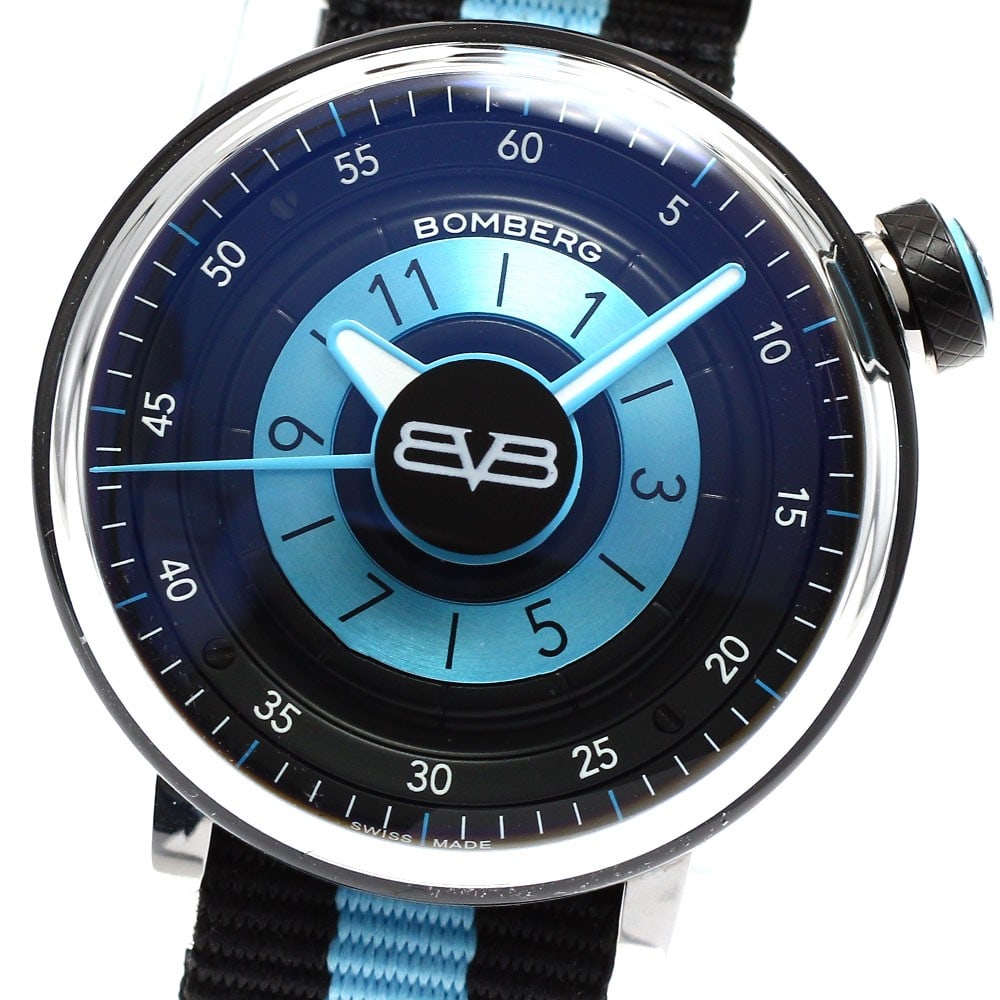 BOMBERG BB-01 Quartz 38mm Women's Wristwatch: BOMBERG BB-01 Quartz 38mm Women's Wristwatch This BOMBERG BB-01 women's wristwatch features a stainless steel case paired with a blue and black dial. The watch is powered by a reliable quartz movement