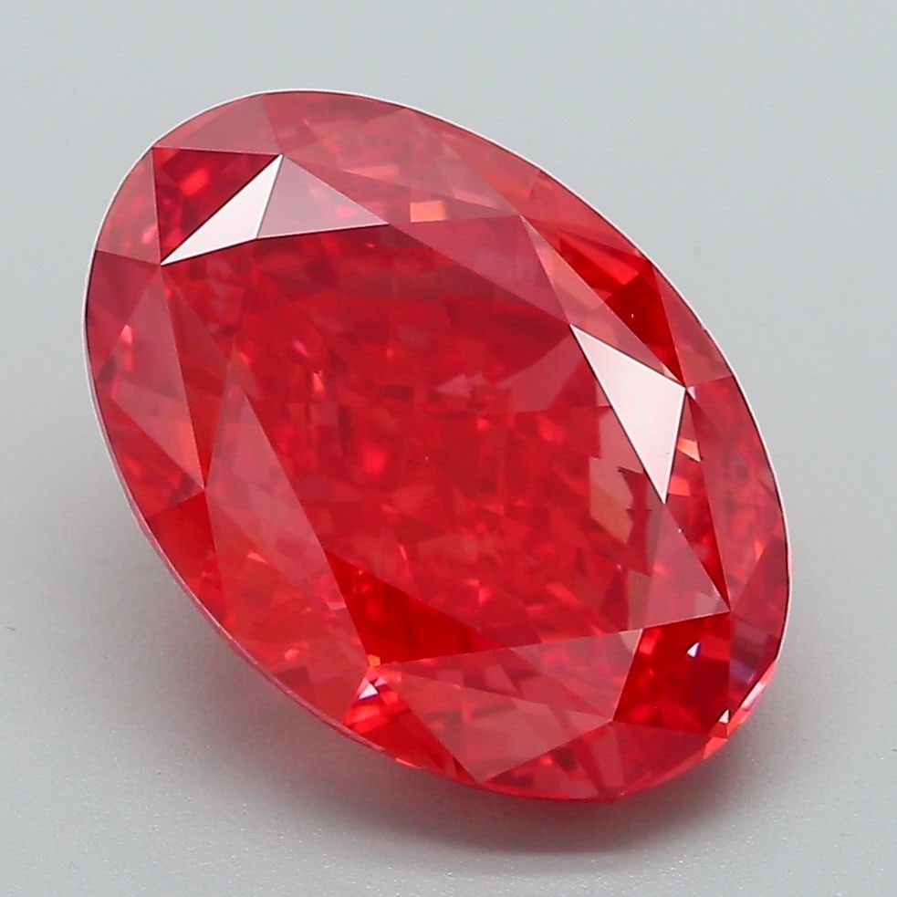 Loose Diamond - OVAL 5.26ct Fancy Vivid Red VS1: Loose Diamond - OVAL 5.26ct Fancy Vivid Red VS1 Source: This is a real non-mined Diamond that has been grown in a lab Shape: OVAL Carats: 5.26 Color: Fancy Vivid Red Certification: IGI Video: