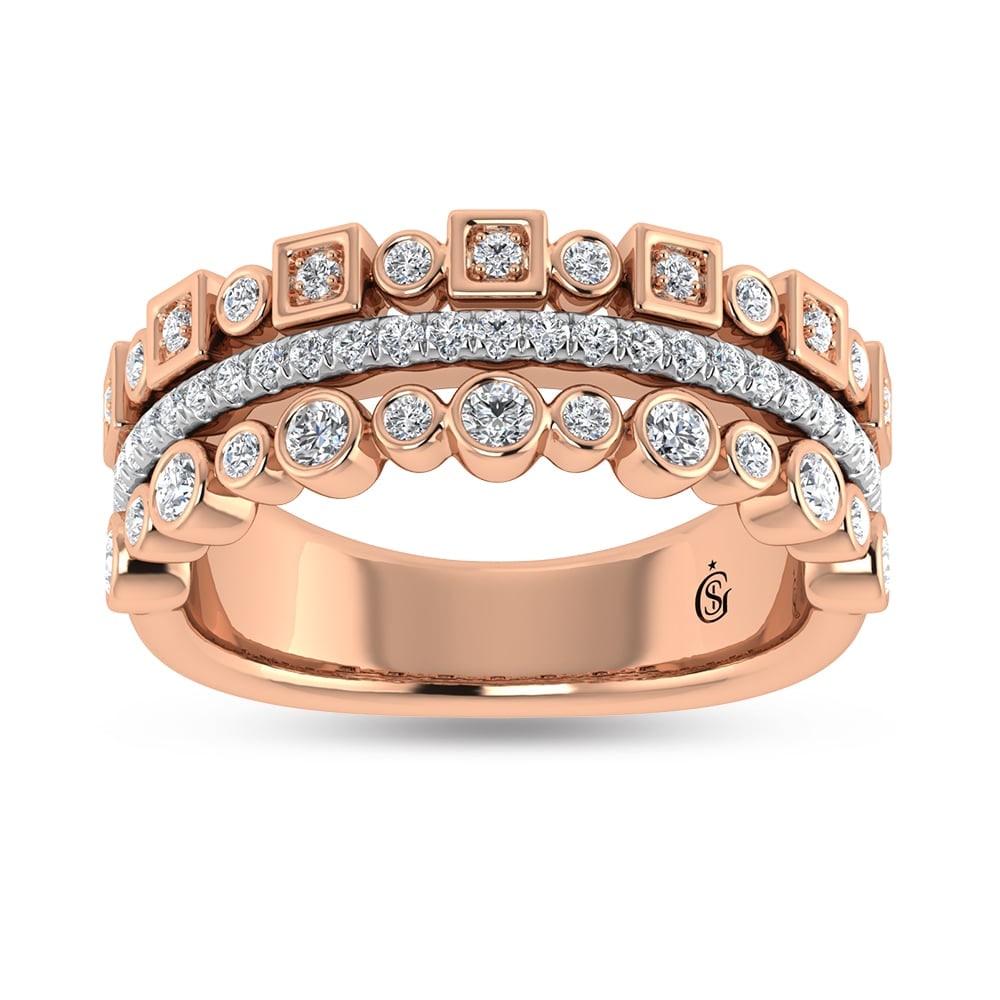 14K Rose Gold Diamond 1/2 Ct.Tw. Fashion Ring: 14K Rose Gold Diamond 1/2 Ct.Tw. Fashion Ring 14k Rose Gold Stone Color: G-h Stone Clarity: Si2 Each ring is presented in standard size 6.5. Complimentary resizing is available between sizes 510 (in 1