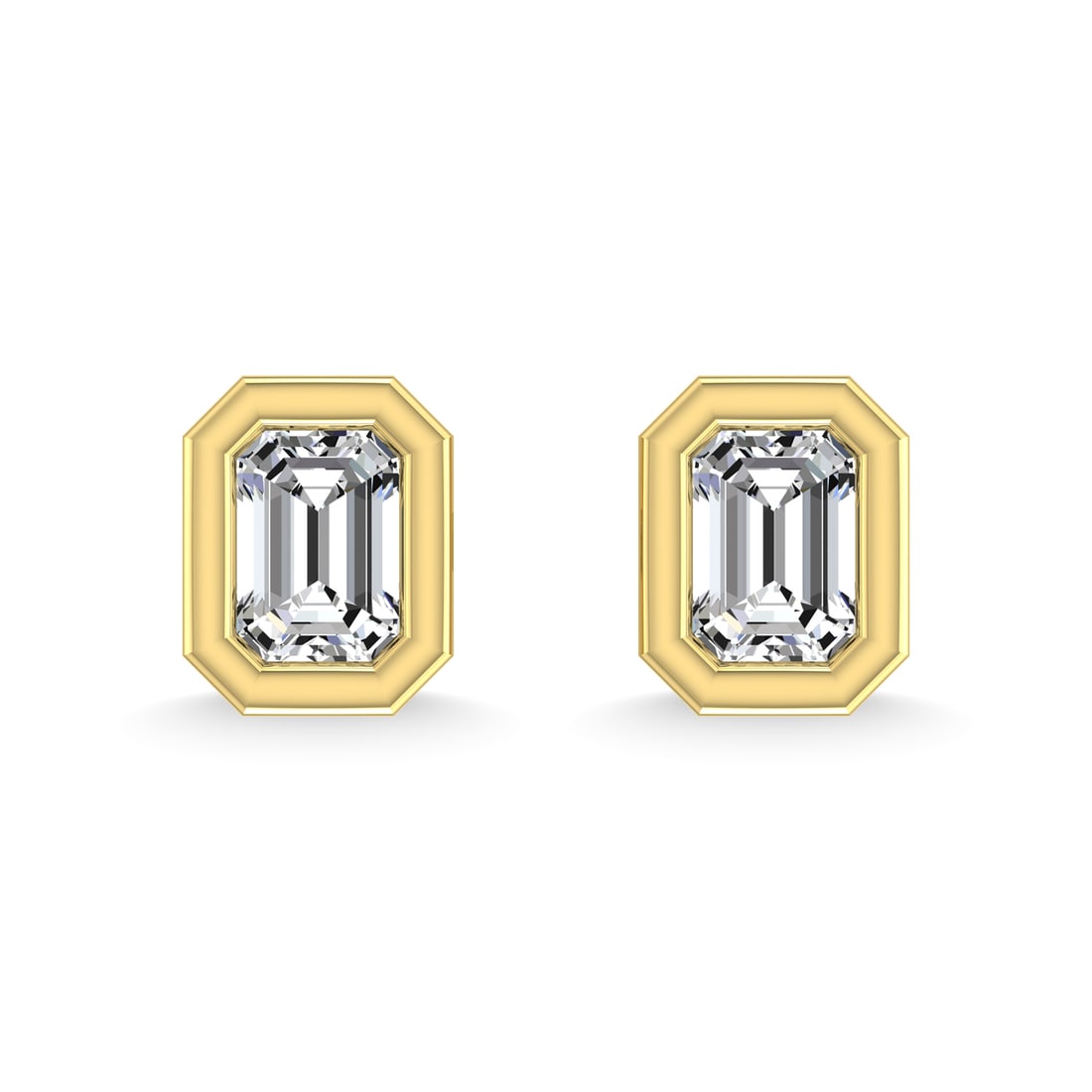Diamond 3/8 Ct.Tw. Emerald Shape Stud Earrings in 14K Yellow Gold (1 of 3)