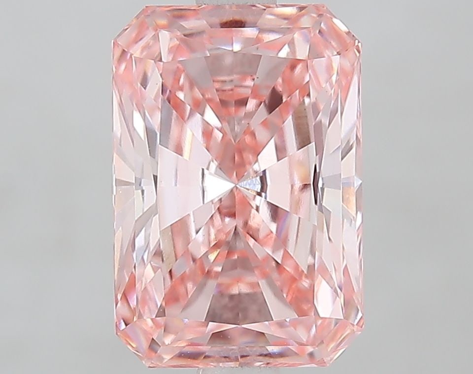 Loose Diamond - RADIANT 2.42ct Fancy Vivid Pink VS1: Loose Diamond - RADIANT 2.42ct Fancy Vivid Pink VS1 Source: This is a real non-mined Diamond that has been grown in a lab Shape: RADIANT Carats: 2.42 Color: Fancy Vivid Pink Certification: IGI Video: