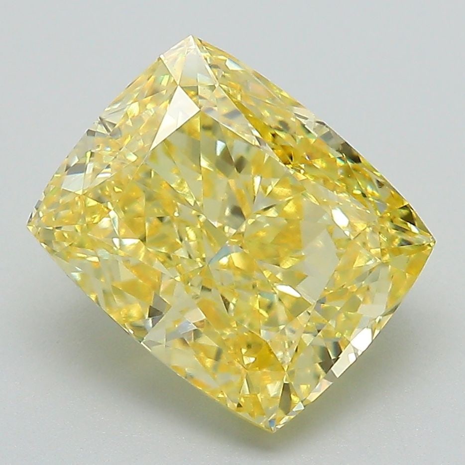Loose Diamond - CUSHION MODIFIED 4.21ct Fancy Vivid Yellow VVS2: Loose Diamond - CUSHION MODIFIED 4.21ct Fancy Vivid Yellow VVS2 Source: This is a real non-mined Diamond that has been grown in a lab Shape: CUSHION MODIFIED Carats: 4.21 Color: Fancy Vivid Yellow Cer