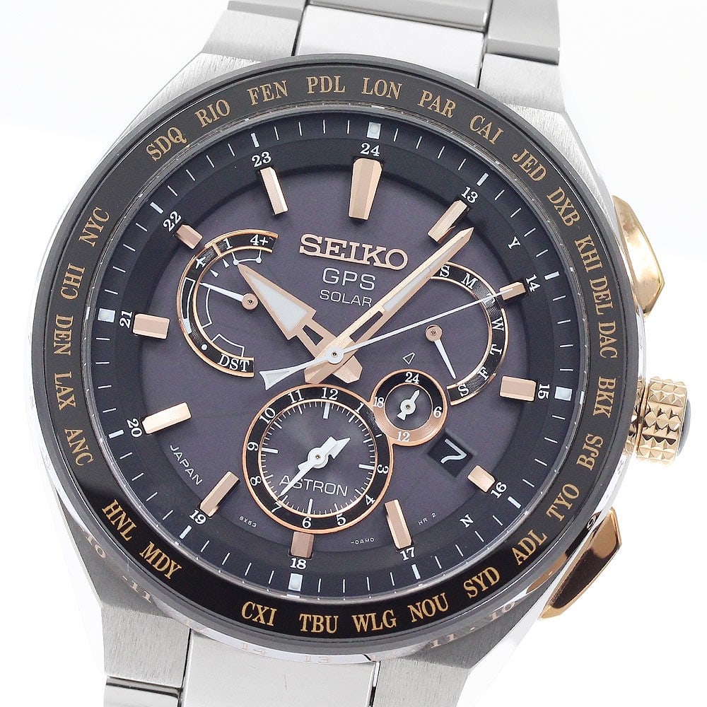 Seiko Astron Solar Radio Controlled Men's Titanium Ceramic Wristwatch: Seiko Astron Solar Radio Controlled Men's Titanium Ceramic Wristwatch This SEIKO Astron men's wristwatch, model 8X53-0AV0-2/SBXB125, features a ceramic and titanium case paired with a titanium band. T