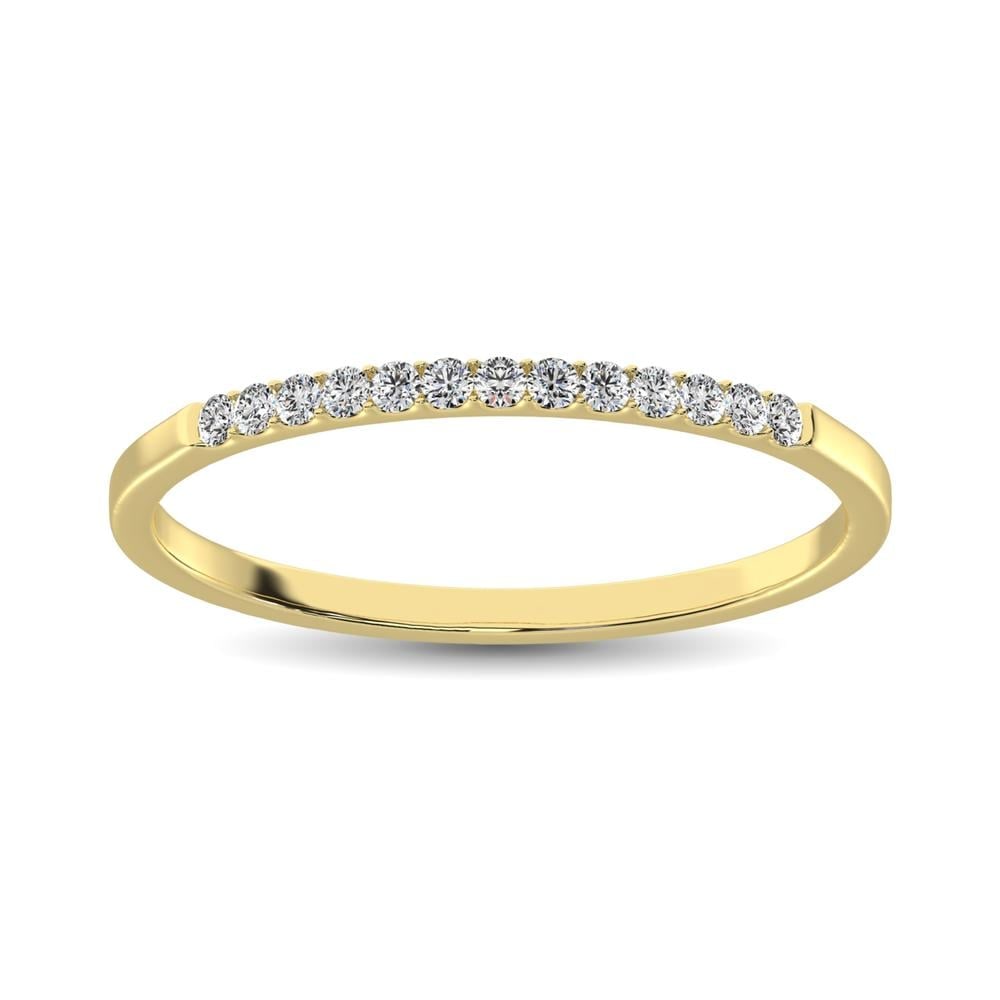 14K Yellow Gold 1/6 Ct.Tw. Diamond Ladies Machine Band: 14K Yellow Gold 1/6 Ct.Tw. Diamond Ladies Machine Band This beautiful Ladies Band is available in 14K yellow gold. There are 13 round diamonds with a total carat weight of 1/6 Ct.Tw. set in a machine 