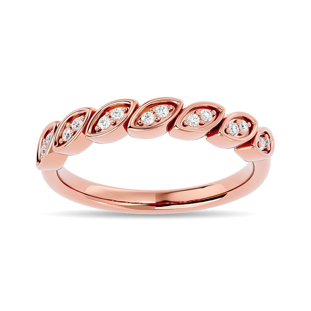 Diamond 1/10 Ct.tw Stackable Ring in 14K Rose Gold: Diamond 1/10 Ct.tw Stackable Ring in 14K Rose Gold 14k Rose Gold Stone Color: Gh Stone Clarity: Si2 Each ring is presented in standard size 6.5. Complimentary resizing is available between sizes 510 (