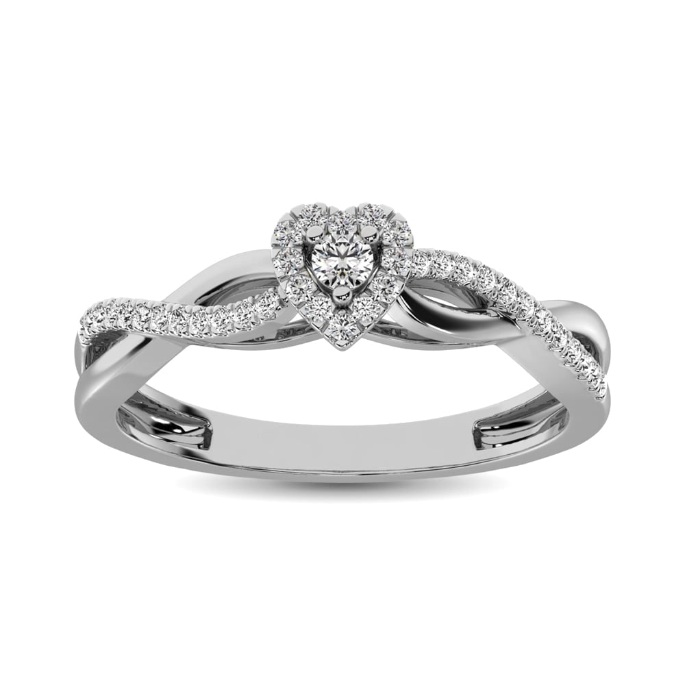 10K White Gold 1/5 Ct.Tw. Diamond Heart Ring: 10K White Gold 1/5 Ct.Tw. Diamond Heart Ring Elegant And Magnificent, This 10K White Gold Ring Features Round Diamonds Weighing Approximately 1/5 Ct.Tw. Surprise The Woman You Love With This Enchantin