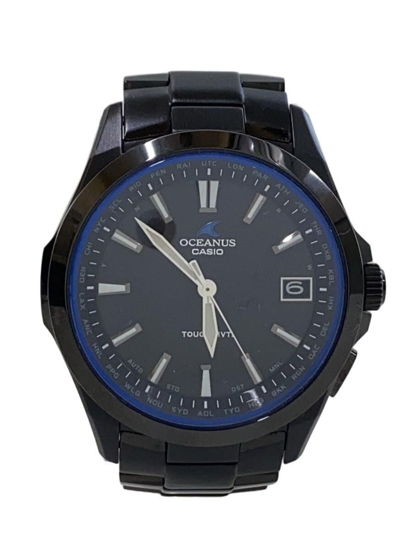 Casio Oceanus Titanium Black Men's Wristwatch OCW-S100: Casio Oceanus Titanium Black Men's Wristwatch OCW-S100 This Casio Oceanus OCW-S100 men's wristwatch features a titanium case and band in a sleek black color. The watch is pre-owned and graded as condi