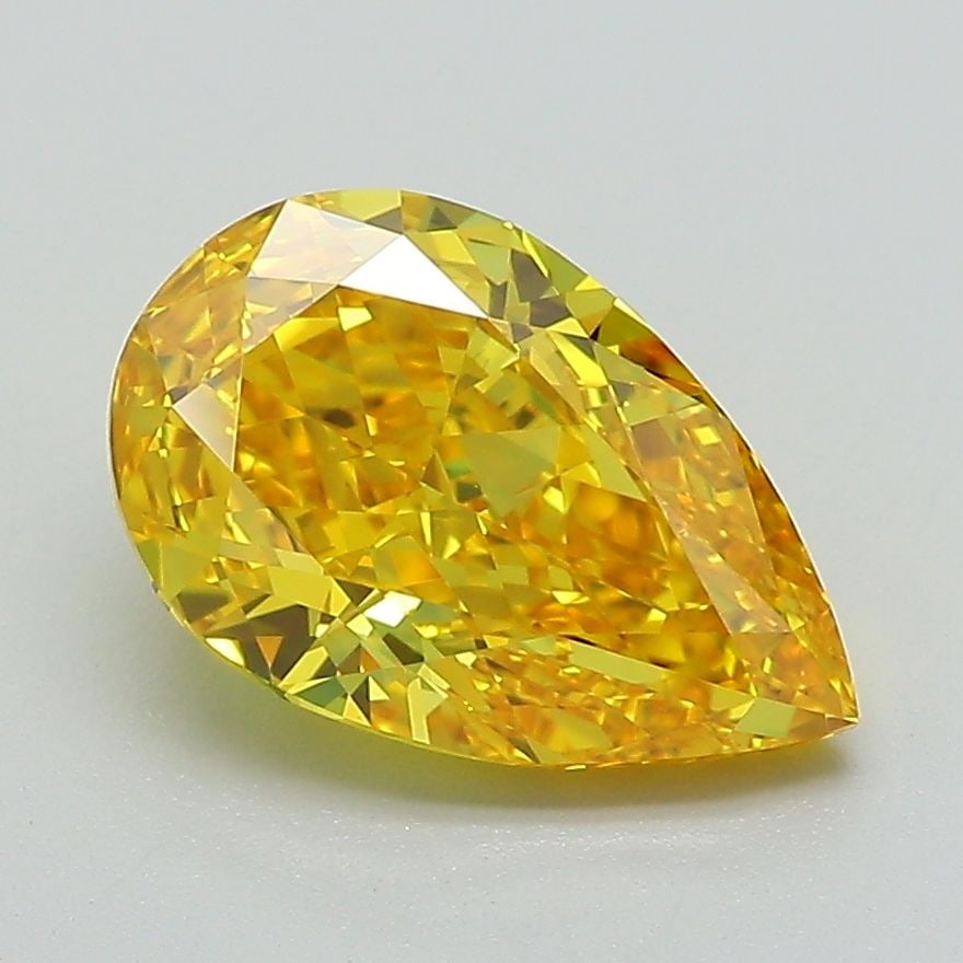 Loose Diamond - PEAR 2.19ct Fancy Vivid Yellow VVS2: Loose Diamond - PEAR 2.19ct Fancy Vivid Yellow VVS2 Source: This is a real non-mined Diamond that has been grown in a lab Shape: PEAR Carats: 2.19 Color: Fancy Vivid Yellow Certification: IGI Video: