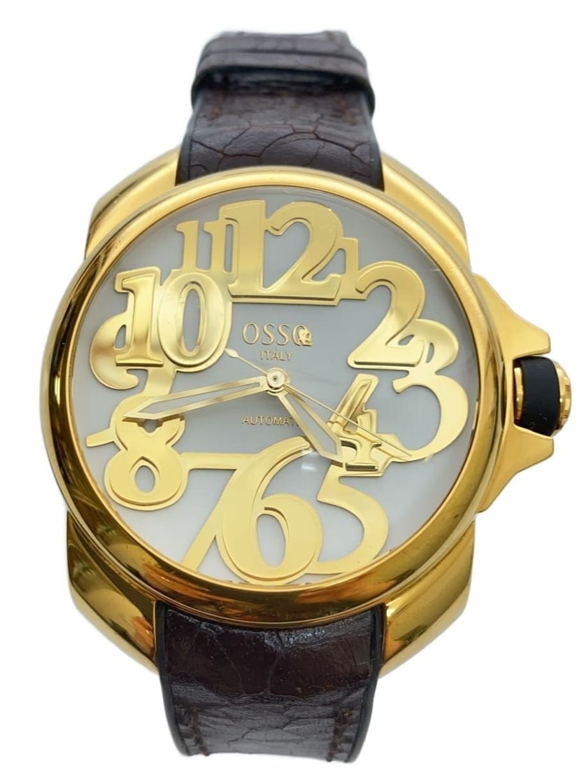 OSSO ITALY Vigoroso GW01-29/60 Leather Strap Men's Wristwatch: OSSO ITALY Vigoroso GW01-29/60 Leather Strap Men's Wristwatch This OSSO ITALY Vigoroso Automatic World Limited GW01-29/60 men's wristwatch is crafted in Italy and features a white dial and a leather b