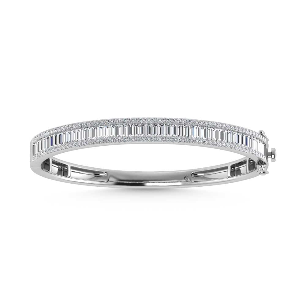 14K White Gold Lab Grown Diamond 7 Ct.Tw. Cuff Bangle: 14K White Gold Lab Grown Diamond 7 Ct.Tw. Cuff Bangle Designed in sleek 14K White Gold, this cuff bangle is adorned with lab grown diamonds totaling 7 Ct.Tw., offering bold glamour for any occasion.