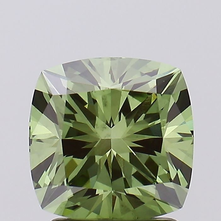 Loose Diamond - CUSHION MODIFIED 2.18ct Fancy Vivid Green VS2: Loose Diamond - CUSHION MODIFIED 2.18ct Fancy Vivid Green VS2 Source: This is a real non-mined Diamond that has been grown in a lab Shape: CUSHION MODIFIED Carats: 2.18 Color: Fancy Vivid Green Certif