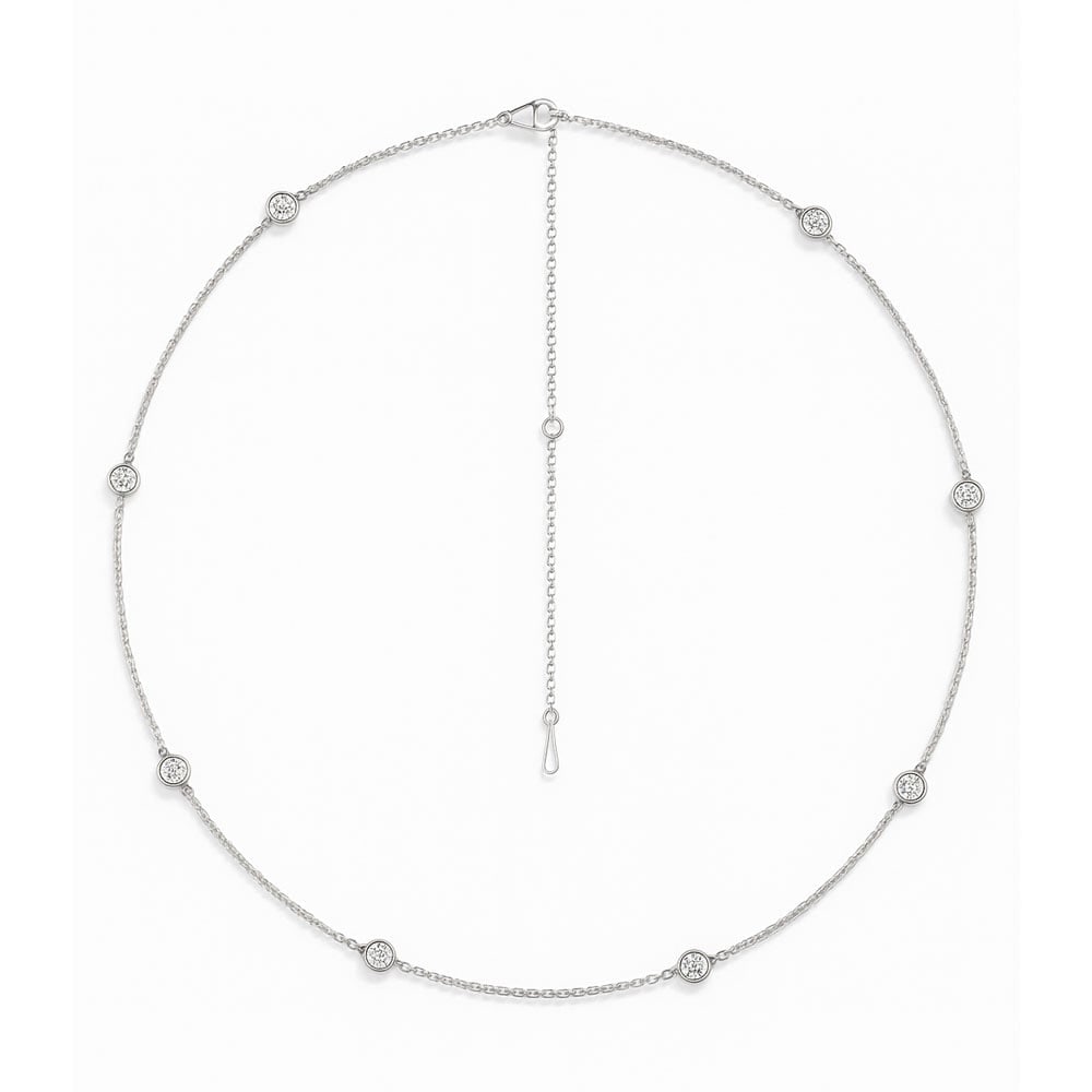 14K White Gold Lab Grown Diamond 1 Ct.Tw. Yard Chain Necklace (18 inches): 14K White Gold Lab Grown Diamond 1 Ct.Tw. Yard Chain Necklace (18 inches) This sophisticated yard chain necklace features 1 CT TW of lab-grown diamonds delicately set along an 18-inch 14K white gold c