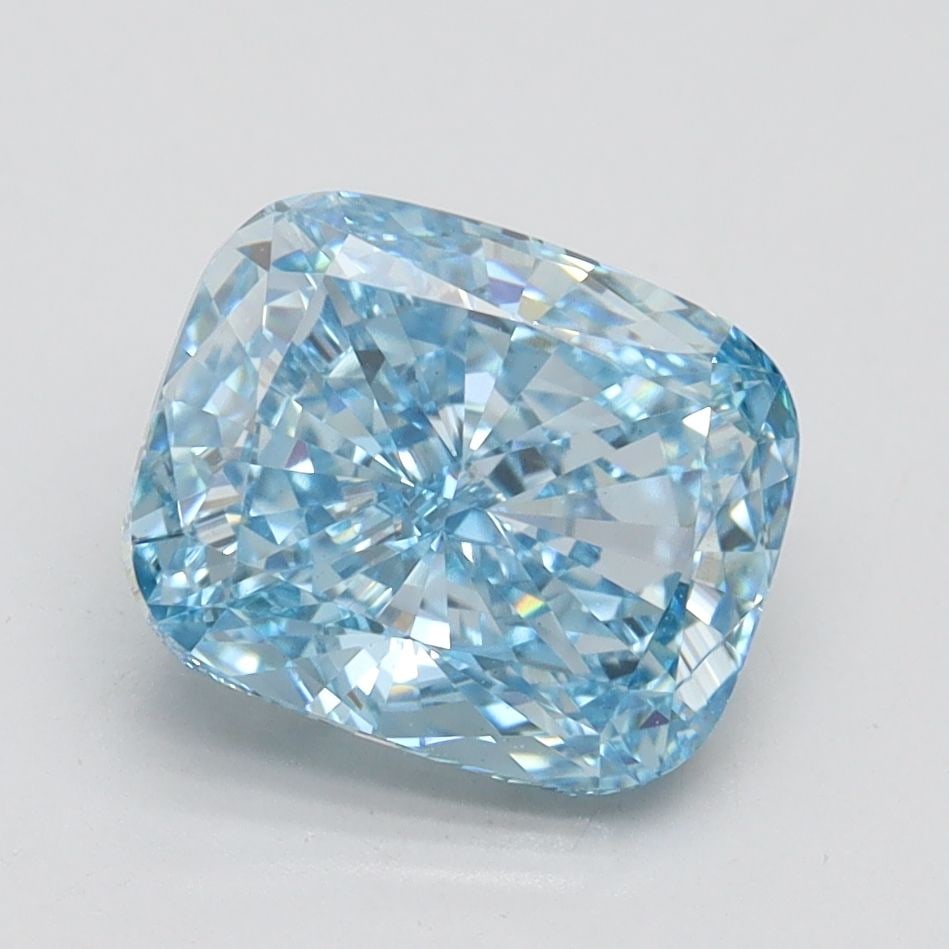 Loose Diamond - CUSHION BRILLIANT 2.42ct Fancy Vivid Blue VS1: Loose Diamond - CUSHION BRILLIANT 2.42ct Fancy Vivid Blue VS1 Source: This is a real non-mined Diamond that has been grown in a lab Shape: CUSHION BRILLIANT Carats: 2.42 Color: Fancy Vivid Blue Certif