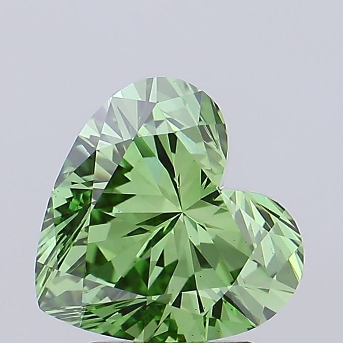 Loose Diamond - HEART 2.05ct Fancy Vivid Green VS1: Loose Diamond - HEART 2.05ct Fancy Vivid Green VS1 Source: This is a real non-mined Diamond that has been grown in a lab Shape: HEART Carats: 2.05 Color: Fancy Vivid Green Certification: IGI Video: