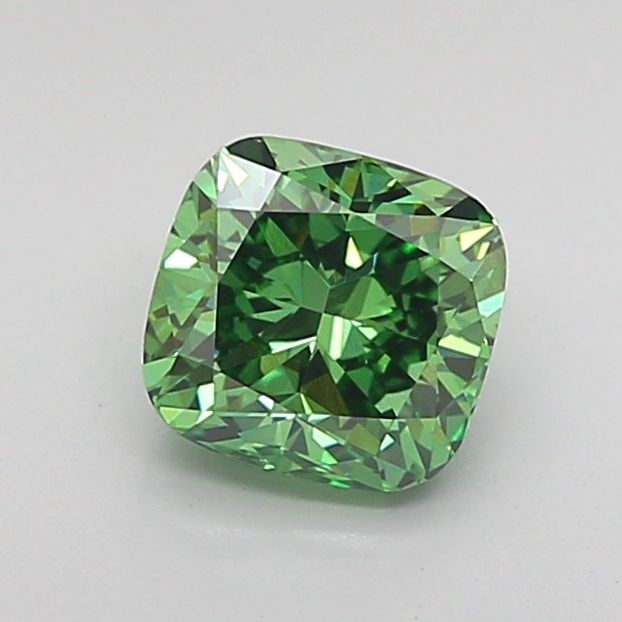 Loose Diamond - CUSHION MODIFIED 1.01ct Fancy Vivid Green VS1: Loose Diamond - CUSHION MODIFIED 1.01ct Fancy Vivid Green VS1 Source: This is a real non-mined Diamond that has been grown in a lab Shape: CUSHION MODIFIED Carats: 1.01 Color: Fancy Vivid Green Certif